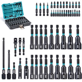 LIBRATON 54PCS Magnetic Nut Driver Set, Impact Drill Driver Bit 1/4", Metric & SAE Nut Drivers for Impact Drill, Socket Adapters, Screwdriver Bit, Quick-Release Extension, Wing Nut Driver, Storage Box