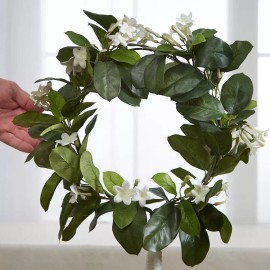 Factory Direct Craft Set of 2 Artificial Jasmine Wreath Floral Decorative 17" Topiaries