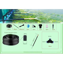 New drip Irrigation kit, Automatic Garden Watering System, Quick Connector and 360-degree Bending Dropper atomizing Copper Nozzle, Garden Plant Lawn Courtyard Watering System. (20 Spray nozzles)