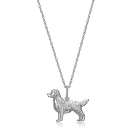 SCAMPER & CO Golden Retriever Pendant Necklace for Women - Premium Plated Rhodium Sterling Silver Rope Chain with Easy Closure Lobster Claw Clasp, 18 inch
