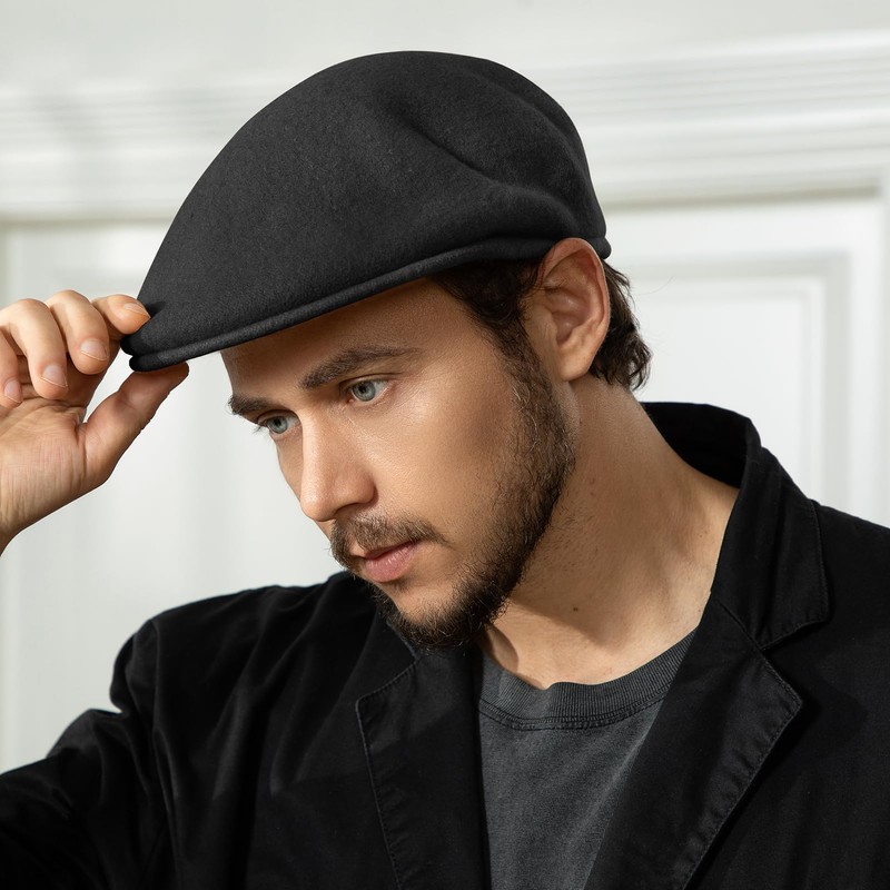 Gajaous Wool Blend Men's Newsboy Caps, Classic Flat Cap Ivy