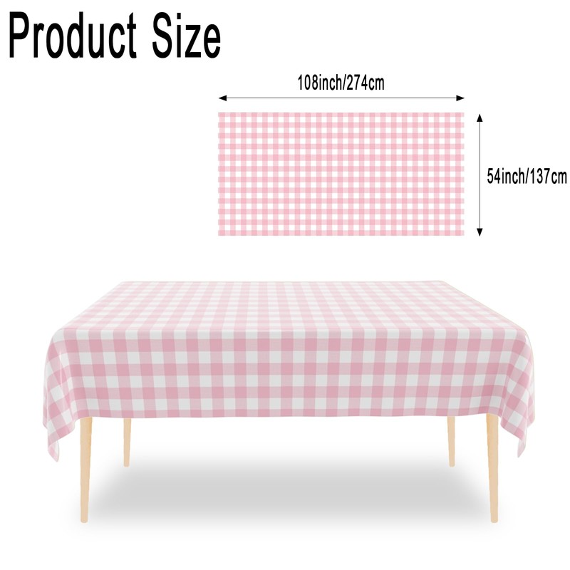 Wuvolution party Pink and White Gingham Tablecloth (2 Pack),54 x