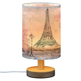 ALAZA Paris Eiffel Tower France Oil Painting Decor Bedside Table Lamp with USB Port for Bedroom Nightstand Office Desk LED Bulb Included