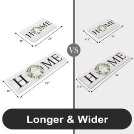 KIMODE Kitchen Anti Fatigue Rug Set of 2, Ergonomic Standing Kitchen Mat Set 2PCS, Farmhouse Kitchen Runner Stain Resistant, Non Slip Waterproof Kitchen Mats for Floor, 20" x 71" + 20" x 32", White