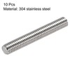 sourcing map 10Pcs M6 x 40mm Fully Threaded Rod 304