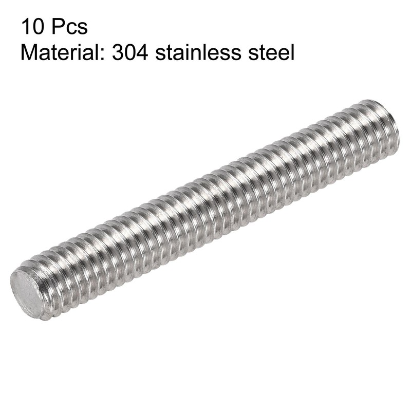sourcing map 10Pcs M6 x 40mm Fully Threaded Rod 304