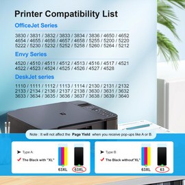 Adoccur 63XL Ink Cartridges Black and Color for HP Ink 63 Replacement for HP 63XL Ink Cartridge Combo Pack Work for OfficeJet 3830 4650 5255 Envy 4520 4512 DeskJet 2130 3630