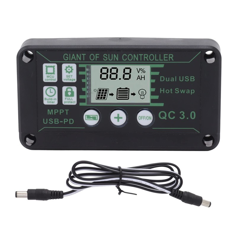 Zerodis Solar Charge Controller, Intelligent Protection, ABS Real-time Display, MPPT