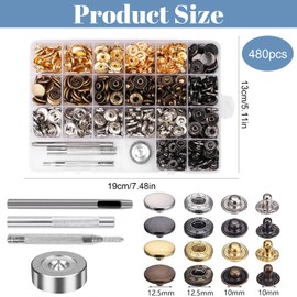 120 Sets Snap Buttons for Leather, 4 Colors Metal Snap Buttons Kit with Adjusting Tools, Leather Snap Buttons for Sewing, Clothing, Jackets, Jeans Clothing, Bracelets, Bags