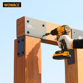 WOWACE 4 Pack 6x6 (Actual 5.5"x5.5") Heavy Duty Stainless Steel Pergola Brackets - End Post to Beam Connector for Gazebos, Patio Decks, Porches - Wood Post Cap Tie Bracket (Dark Gray)