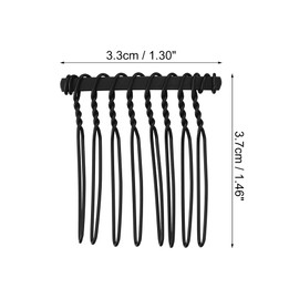 VOCOSTE Anti-Slip Hairside Comb Axserie Metal Black Hair Side Comb Retaining Hair Clip 3.3cm 4pcs