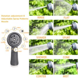 Masonda Water Hose Nozzle Sprayer with 8 Adjustable Pattern, ABS Hose Nozzle, Water Spray Gun, Slip Resistant Water Hose Sprayer for Lawn&Garden, Watering Plants,Washing Cars, Showering Pets, Floor.