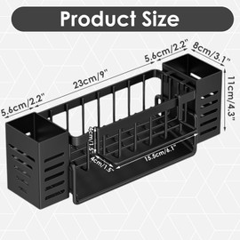 Ziyonix Sink Organiser, Kitchen Sponge Holder, Kitchen Sink Organiser with Removable Dish Cloth Holder and Storage Box, Sponge Holder Sink with Automatic Drain Pan (Black)
