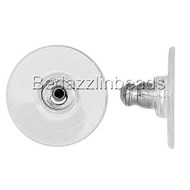 20 Surgical Grade 304 Stainless Steel Stud Comfort Clutch Earring Backs w/Clear Pad