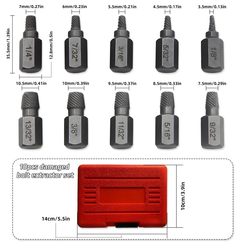 10 pcs Screw Extractor Set, BOSOIRSOU Broken Head Screw Hexagon