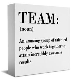 Inspirational Team Noun Office Decor Desk Decor Wooden Box Sign Rustic White Wood Block Plaque Box Sign for Home Office Desk Shelf Table Decoration Coworker Gift Team Definition Teamwork Sign