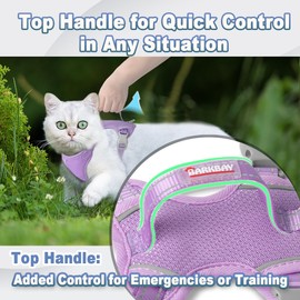 Cat Harness and Leash Set Escape Proof for Kitten Walking, Soft Adjustable Top Handle Vest Harnesses for Cats, Easy Control Breathable Reflective Small Medium Large, Violet Purple, M