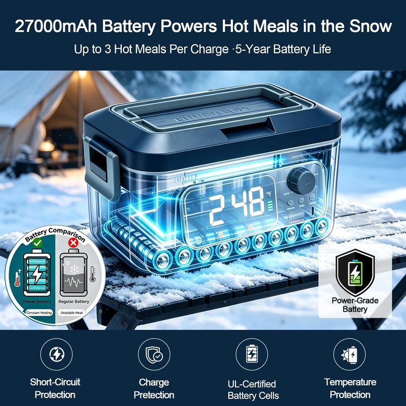 Cordless Electric Heated Lunch Box for Adults，360° Surround Heating Fast