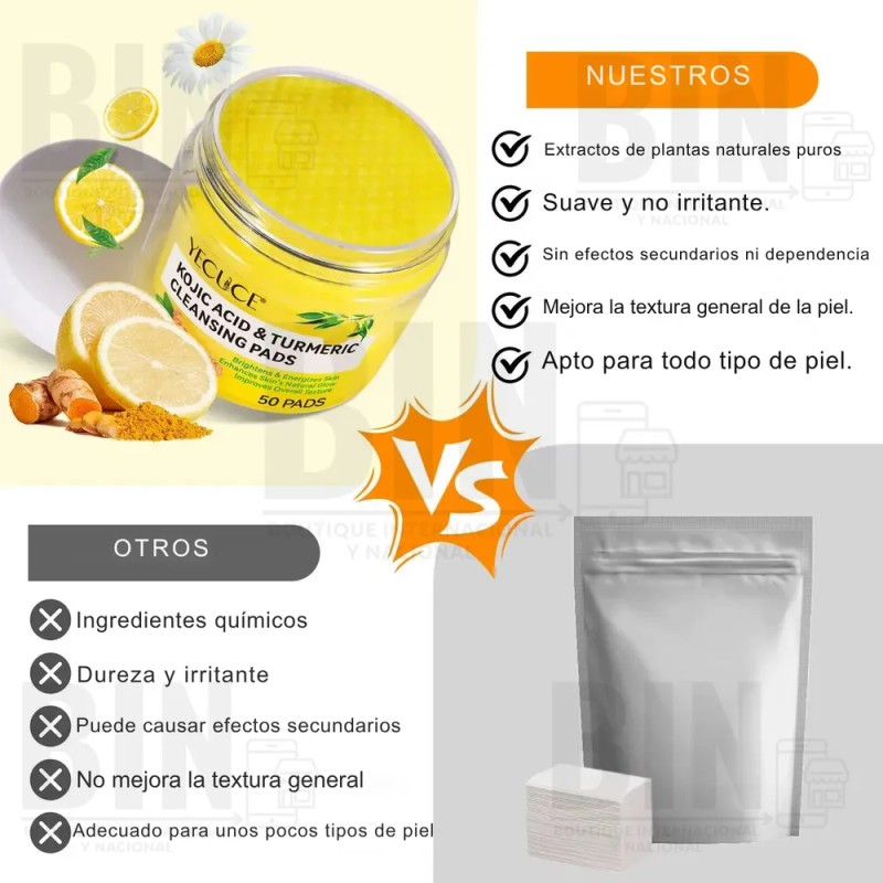 Almohadillas Faciales Con Cúrcuma Y Ácido Kójico (30 Piezas) Mixta