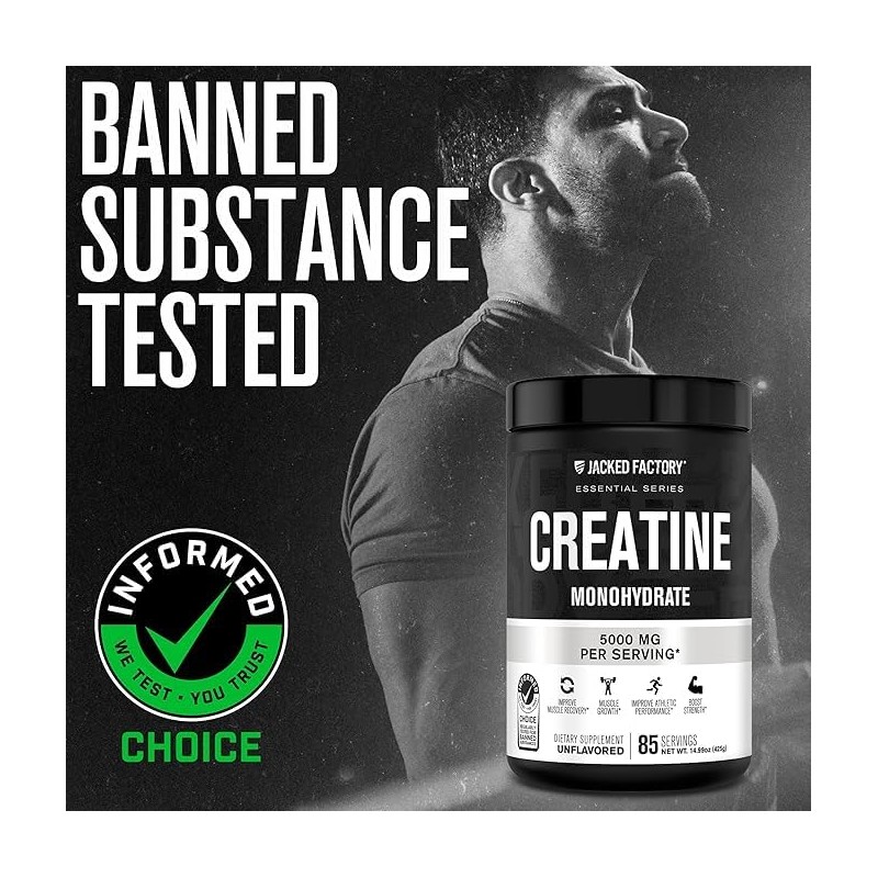 Jacked Factory Creatine Monohydrate Powder 425g - 5g Daily Creatine