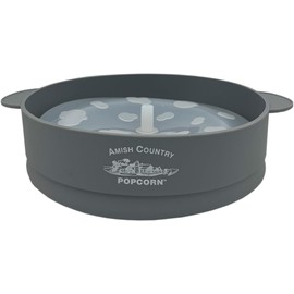 Amish Country Popcorn | Collapsible Silicone Microwave Popper with Customized ACP Logo | BPA and PVC Free Popcorn Bowl with Handles | Dishwasher Safe | Includes 2-2 oz Bags of Kernels (Grey)