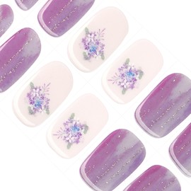 DANNI & TONI Gel Nail Sticker, Hydrangea, Thin Glitter, Gel Nail Seal, Curing Type, Nail Seal, Summer, Gel Nail Design, Stick Gel Nails, Long Lasting, Odorless, Waterproof, SGS Certified, Easy for