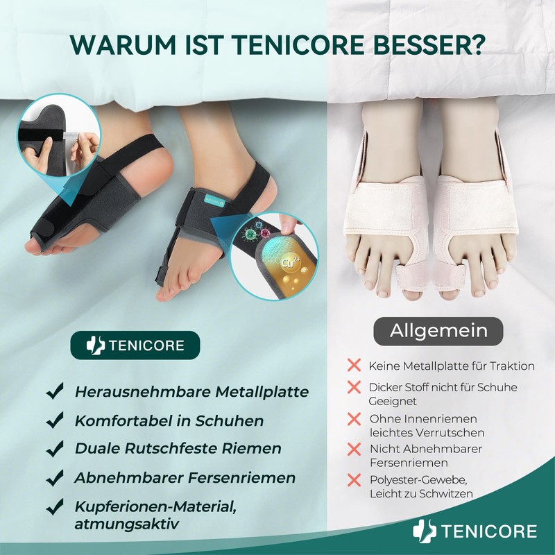 TENICORE Hallux Valgus Correction with 2 Angle Irons Toe Separator
