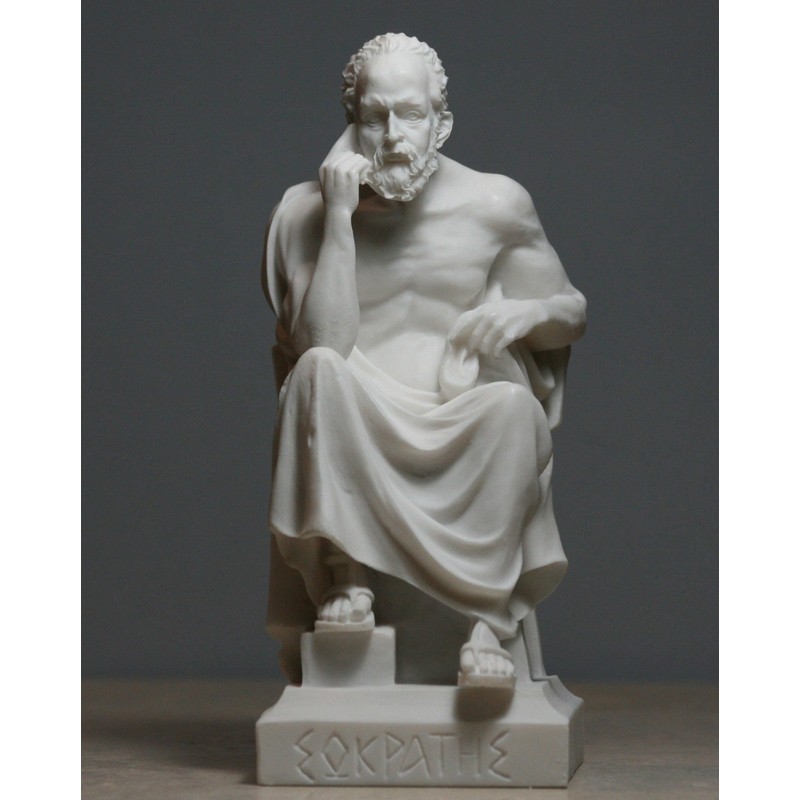 Greek Philosopher Socrates Alabaster Statue Sculpture Athens Academy 6.7 inches