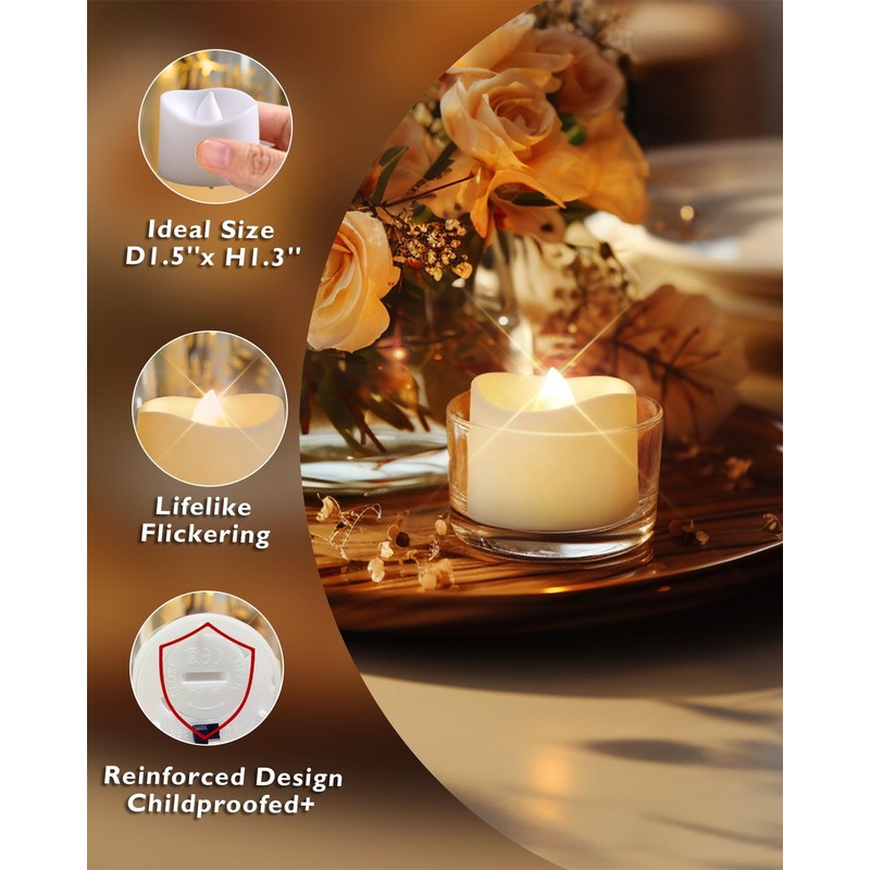 Homemory 72-Pack Novelty Flickering Flameless Tea Lights, 200+Hours Battery Operated,