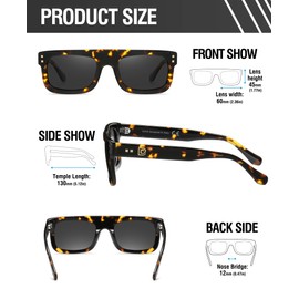 DUCO Retro Rectangle Polarized Sunglasses for Men Women Vintage Flat Top Acetate Sun Glasses UV400 Protection DC2360