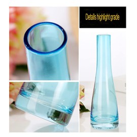 Hand-Made Blown Art Bud Glass Vase Clear Flower Bud Vase Single Stem Vases Decorative Glass Vase Bottles Centerpiece for Wedding Party Home and Office Décor(Blue)