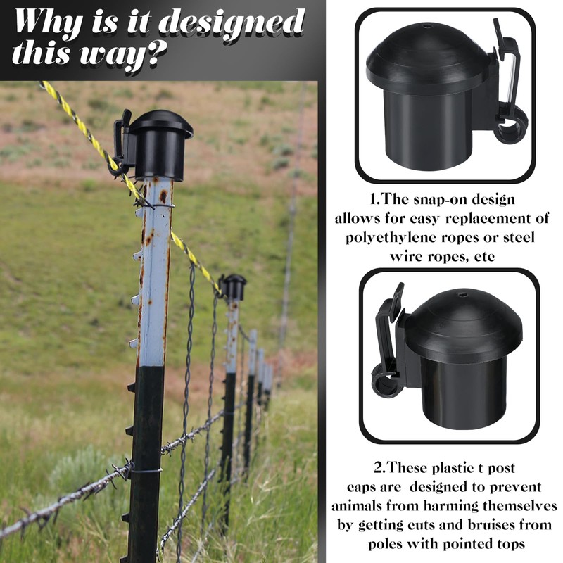 DoubleFill 12 Pcs Electric Fence Insulators and T Post Safety