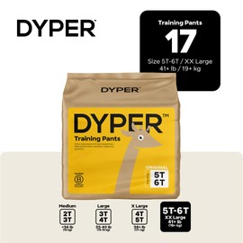 DYPER - Toddler Pull Up Style Potty Training Pants Girls/Boys Day & Overnight Protection - Made with Plant-Based*, Skin-Friendly Ingredients, Hypoallergenic -Size 5T-6T (17 Count)