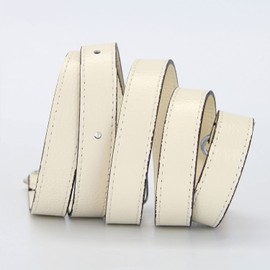 LIVE UP Full Grain Leather Adjustable Replacement Cross Body Purse Shoulder Strap Handbag Bag Wallet, 2/3” Wide(Beige-Silver Lock)