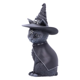 Nemesis Now Purrah Witches Hat Occult Cat Figurine, Black, 13.5cm