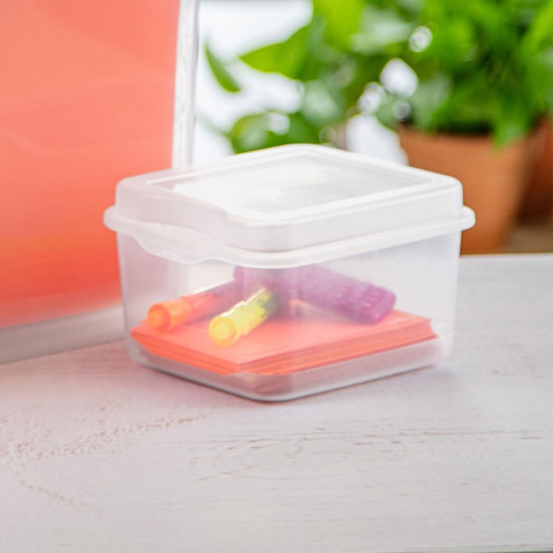 Sterilite FlipTop, Stackable Small Storage Bin with Hinging Lid, Plastic