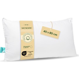 WENDRE Sleep Breathable Pillow 40 x 80 cm - Soft, 100% Cotton Pillowcase Washable - Luxury Comfortable Pillow for Bed - Durable, Hypoallergenic Pillow, Oeko-Tex Certified
