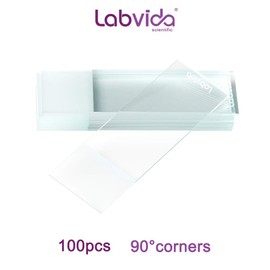 Labvida 100pcs Frosted Microscope Slides, Standard Grade, Dim.75x25mm(2.95''x0.98''), 90° Corners, Frosted 1 end 1 side, LVQ006Z
