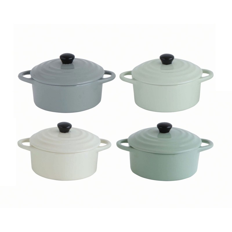 Creative Co-Op Stoneware Lids (Set of 4 Colors) Mini Baker