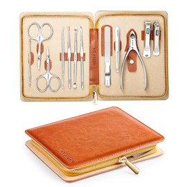 Juego de manicura, juegos de pedicura, juegos de cortaúñas, juegos de cortador de uñas profesional de acero inoxidable con estuche de viaje (12 unidades)
