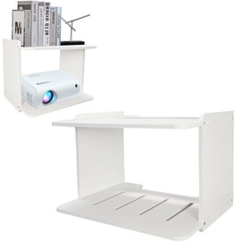 2-Be-Best Projector Shelf Larger and Durable Design Projector Wall Mount Shelf 2 Layers Floating Wall Shelves for Projector Router Camera TV Accessories, Projector Mount, White