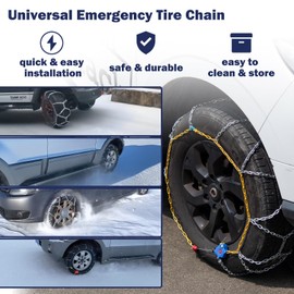 NEOCHIAEVO Auto Fixing Tightening Snow Chains, Tire Chains for Car, Truck, or SUV, Multi-Weather Universal Emergency Tire Traction Chain, Easy installation, Set of 2 - HKN110