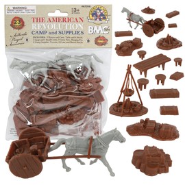 BMC Revolutionary War Camp & Supplies - 23pc Plastic Soldier Playset Accessories