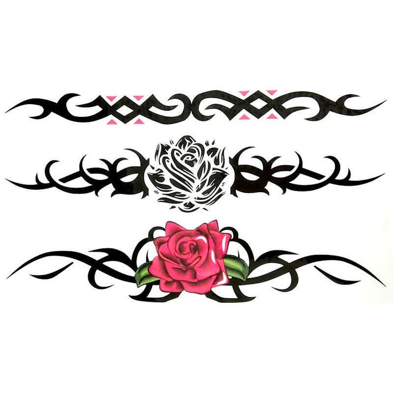 EROSPA® Tattoo Sheet Sticker Temporary Flower Roses Triabal