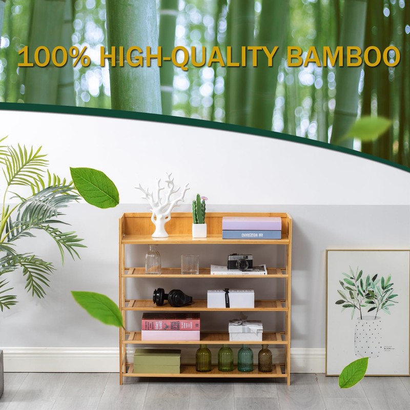 latifolia Bamboo Shoe Rack, 5-Tier Shoe Rack Organizer for Entryway