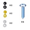 Number Plate Fixings, 6 Piece Set, Quality Hinged Caps and
