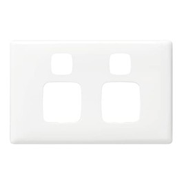 HPM Linea 2 Gang Double Powerpoint Horizontal Coverplate, White