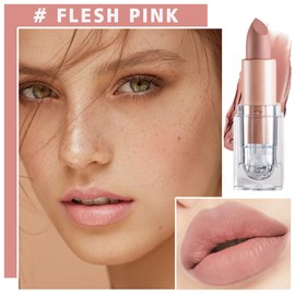IONSGAKO Matte Nude Lipstick Velvet Lip Gloss Non-Fading Non-Sticky Cup Nude Lipstick Matte Lip Stain Long Lasting Waterproof Lipstick for Women Girls Daily Lip Makeup - Flesh Pink