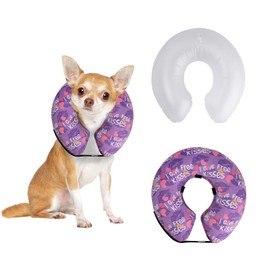 CuteBone Inflatable Dog Donut Collar with Removable Soft Fleece Covers for Small/Medium/Large Dogs and Cats After Surgery GWB06M
