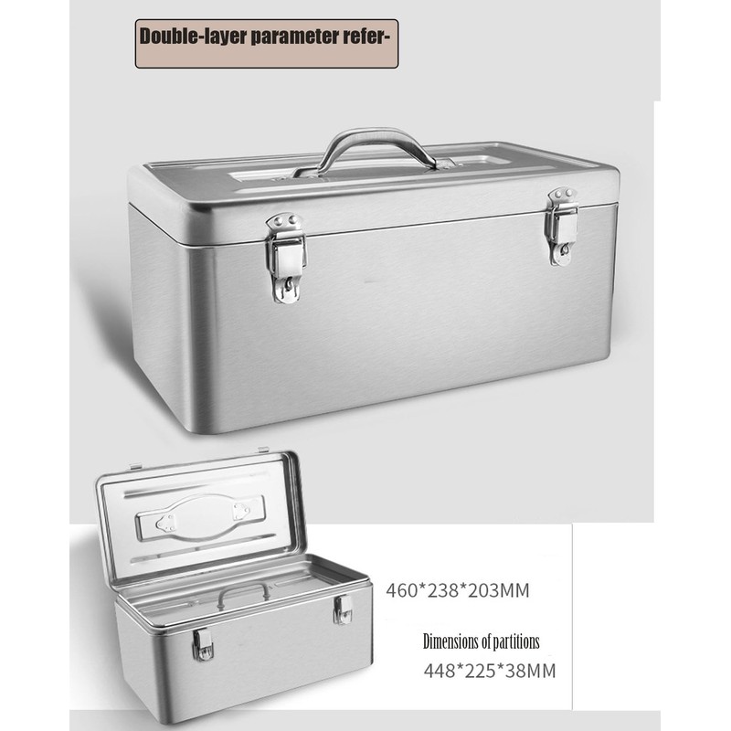 GRPDMDM 18" Metal ToolBox,Stainless Steel Tool Box,Heavy Duty Portable Tool
